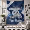 Sieninis gobelenas su individualiu vardu ir tekstu, Dallas Cowboys dekoratyvinis gobelenas miegamajam