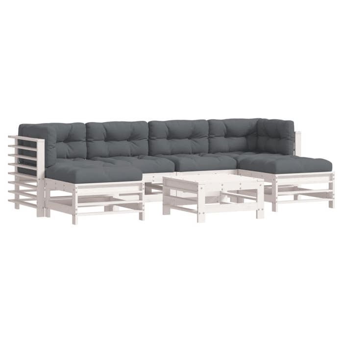 VidaXL Salon de Jardin avec Coussins 7 pcs, Canapés avec Dossier et Accoudoir, Ensemble de Meubles avec Table Basse Patio 3185949