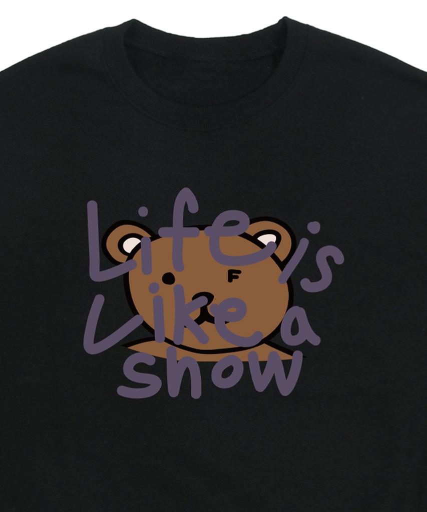 GRAVER [Unisex] Big Drawing Letter Bear Sweatshirt_Black/Purple Logo