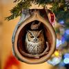 1/4Pcs Animal Christmas Ornaments 2D Flat Acrylic Owl Decorations Forest Animal Hanging