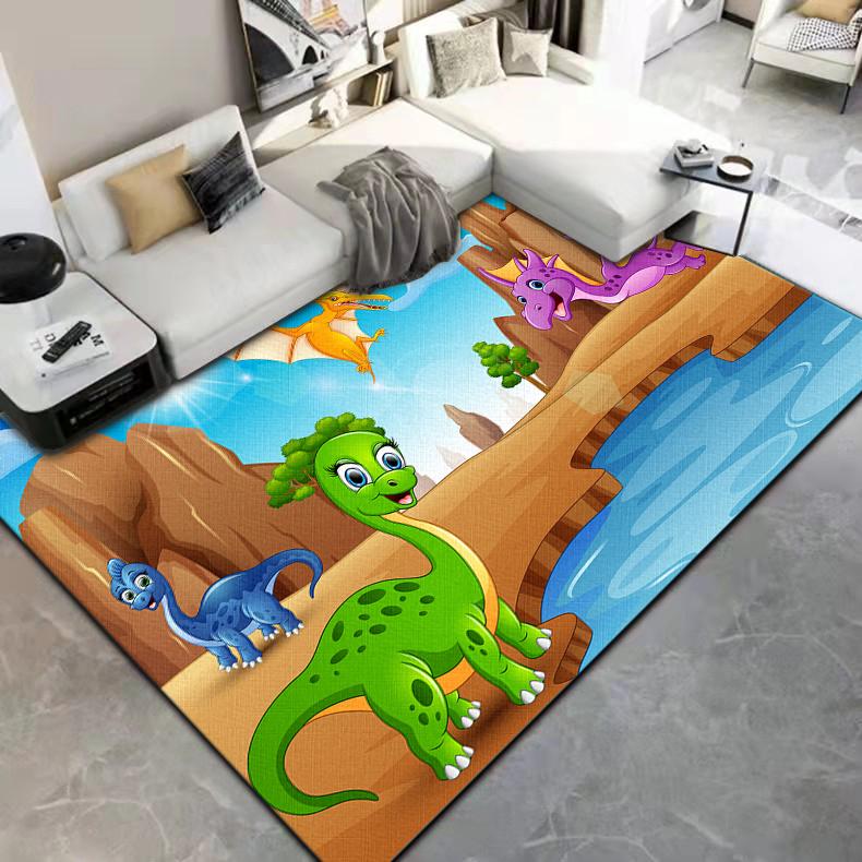 Cute Cartoon Little Dinosaur Printed Carpet Floor Mat  Carpets for Living Room Rugs for Bedroom Carpet for Children Customizable