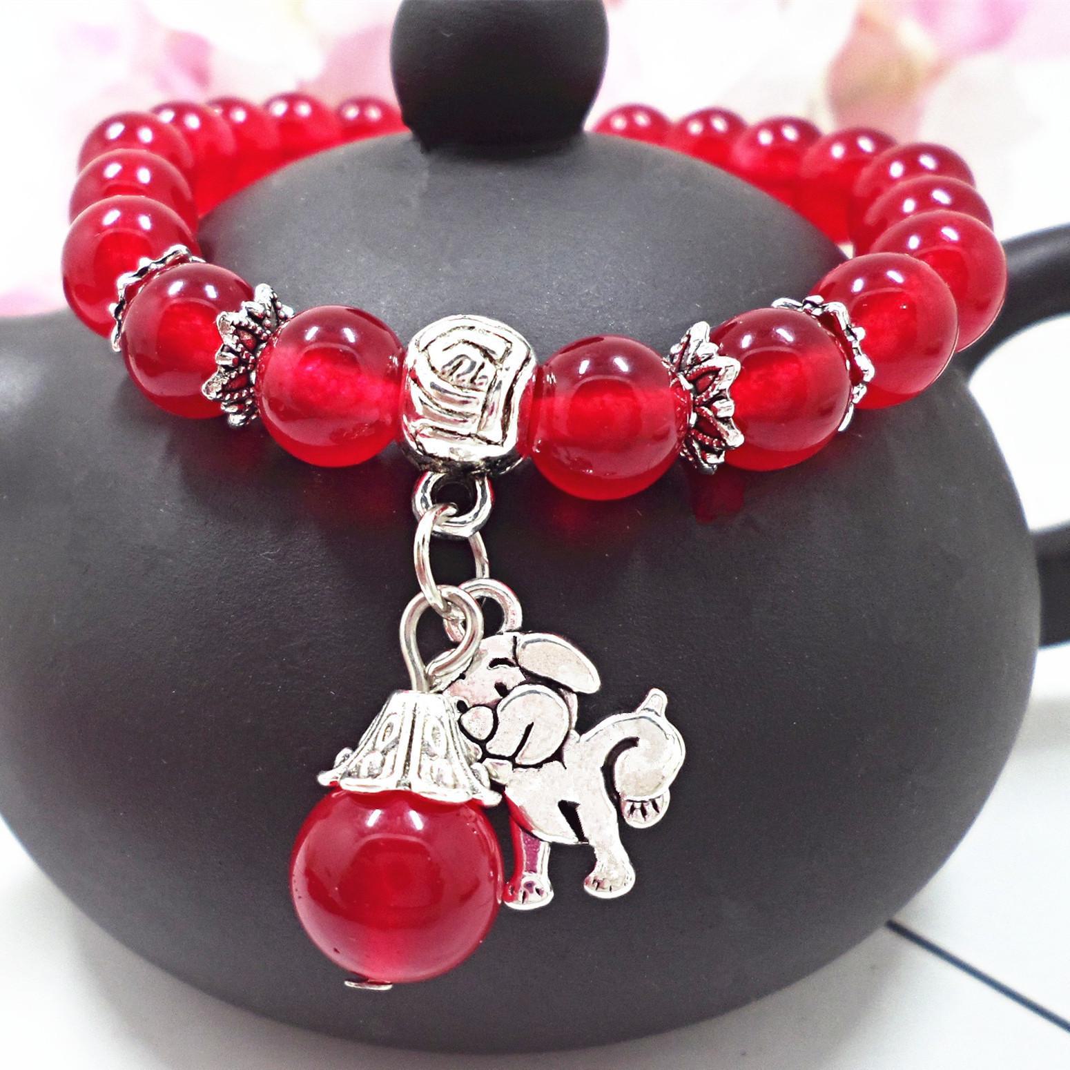 

Браслет из хрустальных бусин халцедона - украшения ручной работы для женщин и пар Dog