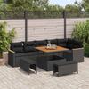 Garden Sofa Set with Cushions 9 pcs Black Poly Rattan