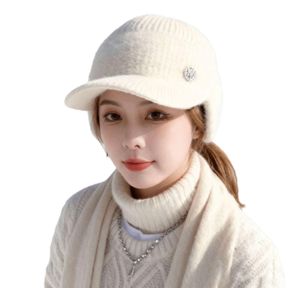 Windproof Winter Hat Thickened Baseball Cap Fashion Knitted Hat for Women