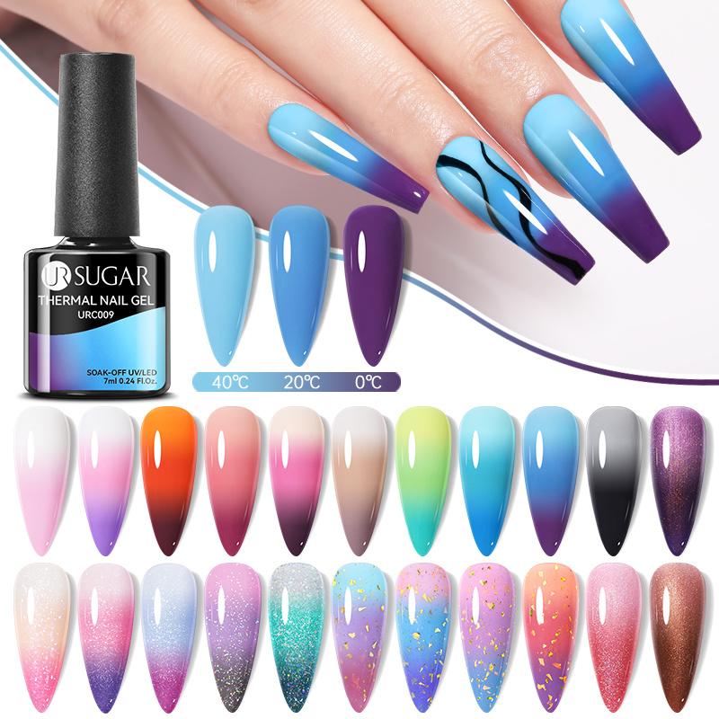 

UR SUGAR 7 мл Термогель-лак для ногтей 3 слоя Температура Блестящий Цвет Изменяющий Полуперманентный Впитывание УФ Гель-лак для ногтей