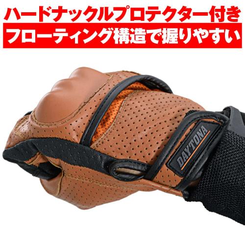 Daytona Motorcycle Gloves Spring/Summer/Autumn Genuine Leather (Cowhide) Hard Protector Smartphone Compatible Cow Leather Punching Mesh Protector Glov