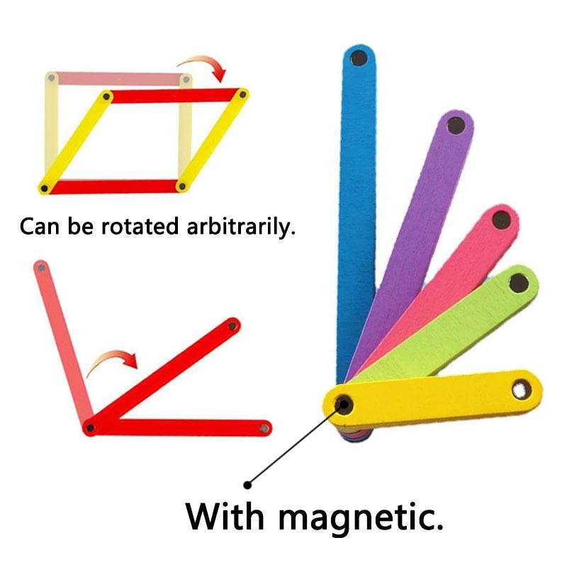 Montessori Magnetic Block Math Toys Plastic Magnetic Splicing Strip Polygon Learning Teaching Aids Educational Toys For Children