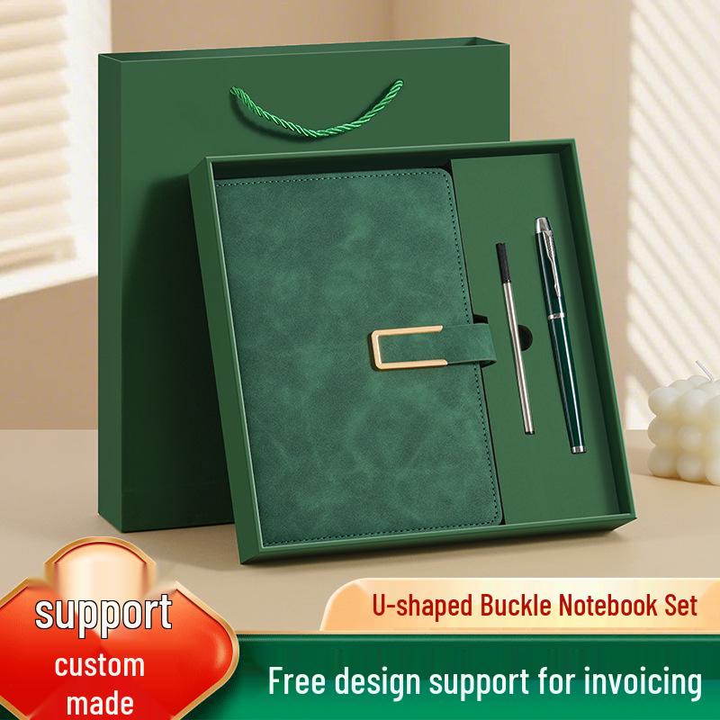 Business A5 Notebook Gift Set with U-shaped Buckle Hardcover - Customizable LOGO for Students and Offices