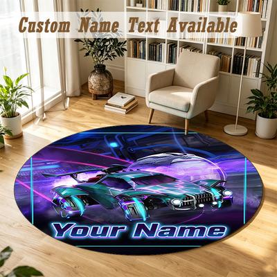 Round Rug Custom NameRocket League Pattern Non Slip Carpet Home Floor Decor