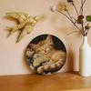Metal Wall Art Ocean Beach Decor Cat with Flowers Home Office Wall Decor