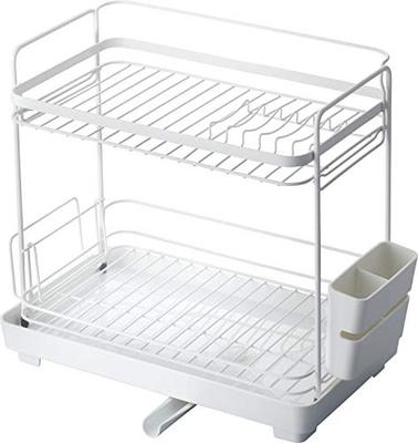 Asvel Dish Drainer, White, 22.3 X 38.3 X 34.9mm, Poze Double Coat, 2-Tier, Slim Dish Drainer