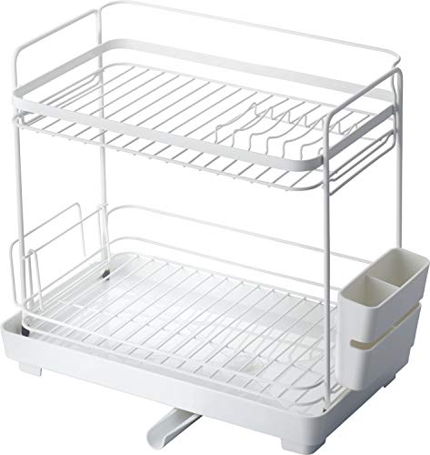 Asvel Dish Drainer, White, 22.3 x 38.3 x 34.9mm, Poze Double Coat, 2-Tier, Slim Dish Drainer