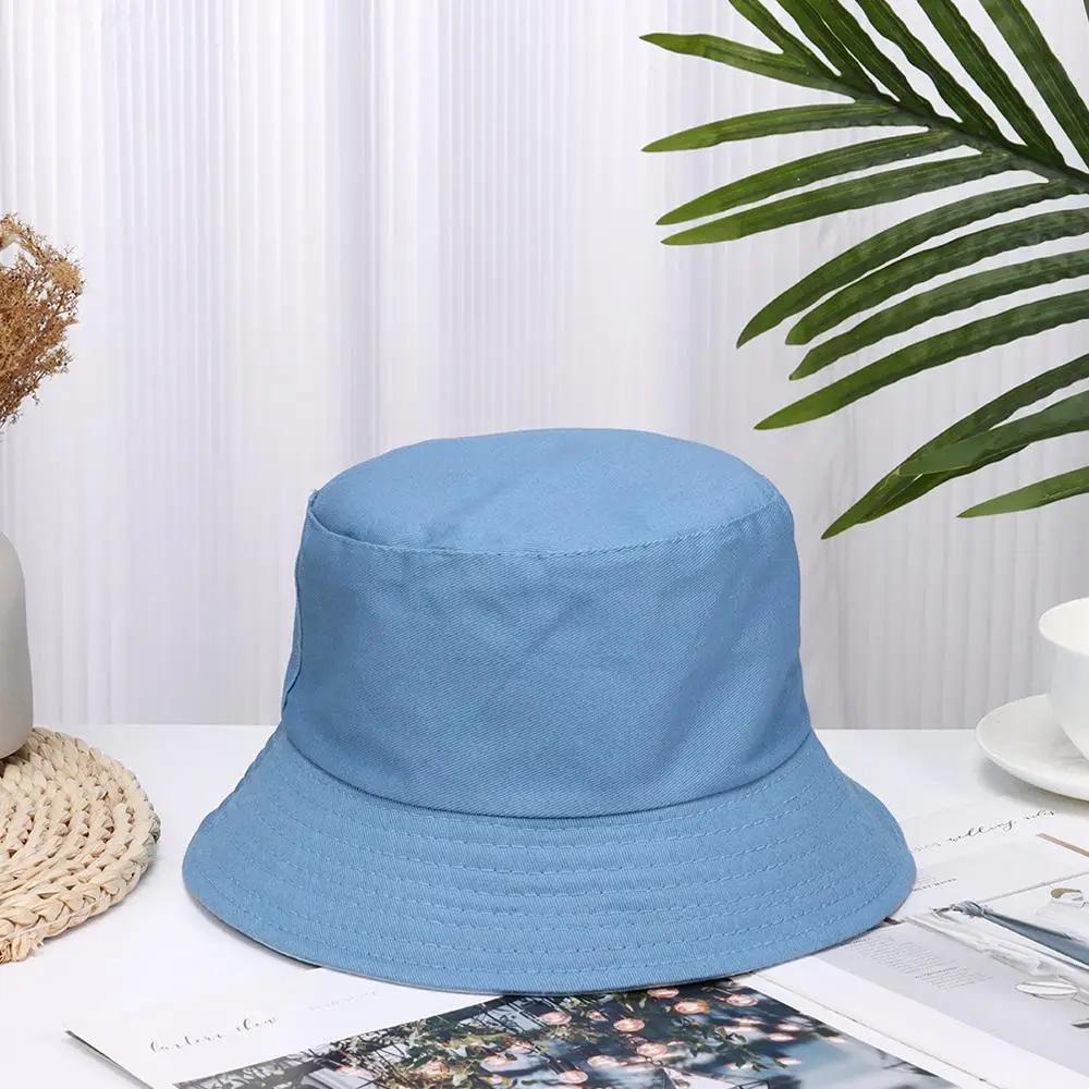Fashion Cotton Bucket Hats Summer Foldable Sunscreen Hat Solid Hip Hop Wide Brim Beach UV Protection Fisherman Hat