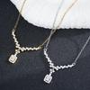2026 Modern Inlaid Zirconia Sugar Cube Necklace: Women's European & American Style, Simple & Versatile Clavicle Chain Design
