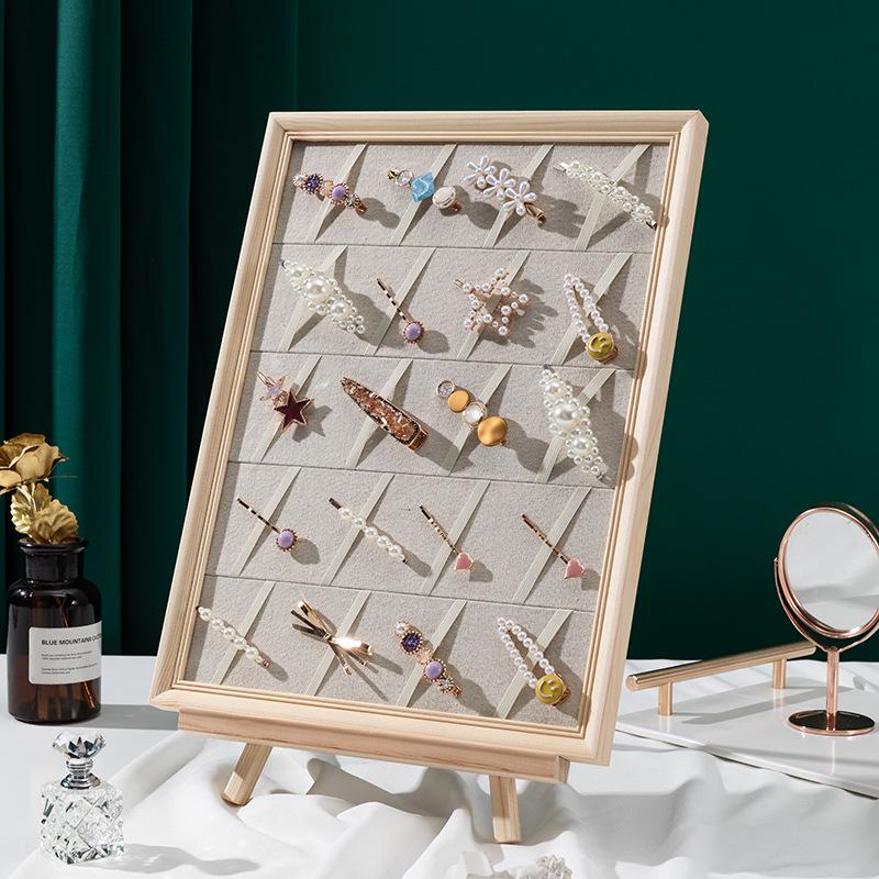 Solid Wood Jewelry & Hair Clip Display: Wall-Mounted Tray & Picture Frame