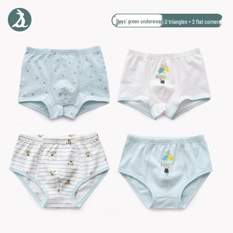 Shengzheka Boys' Cotton Boxer Shorts, Ages 0-8, Pure Cotton Crotch