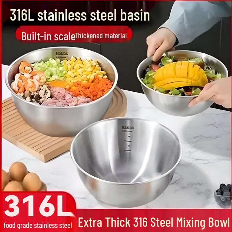 ZISIZ 316 Food-Grade Stainless Steel Mixing Bowl
