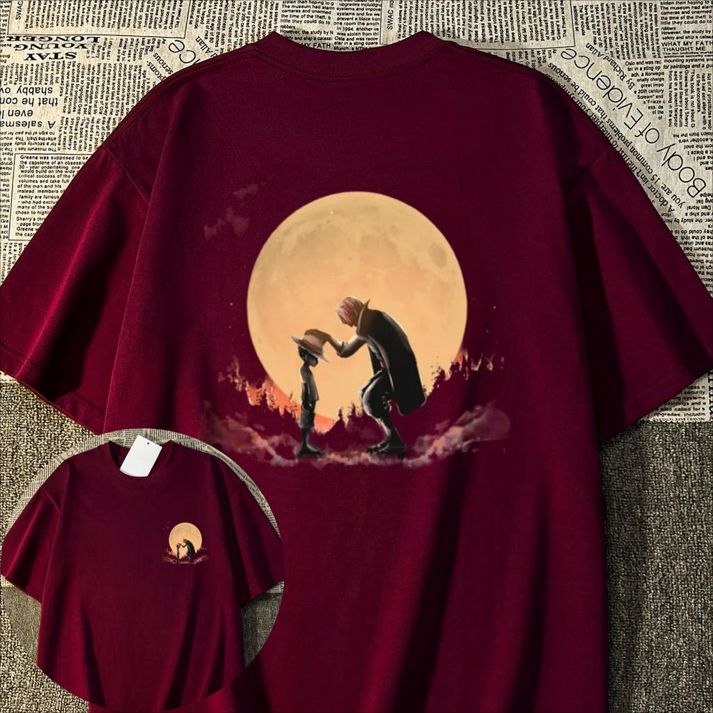 100% reine Baumwolle Japanischer Stil Anime One Piece Bedruckte Kurzarm-T-Shirts für Männer und Frauen Lockerer Sommer Partner Oberteile