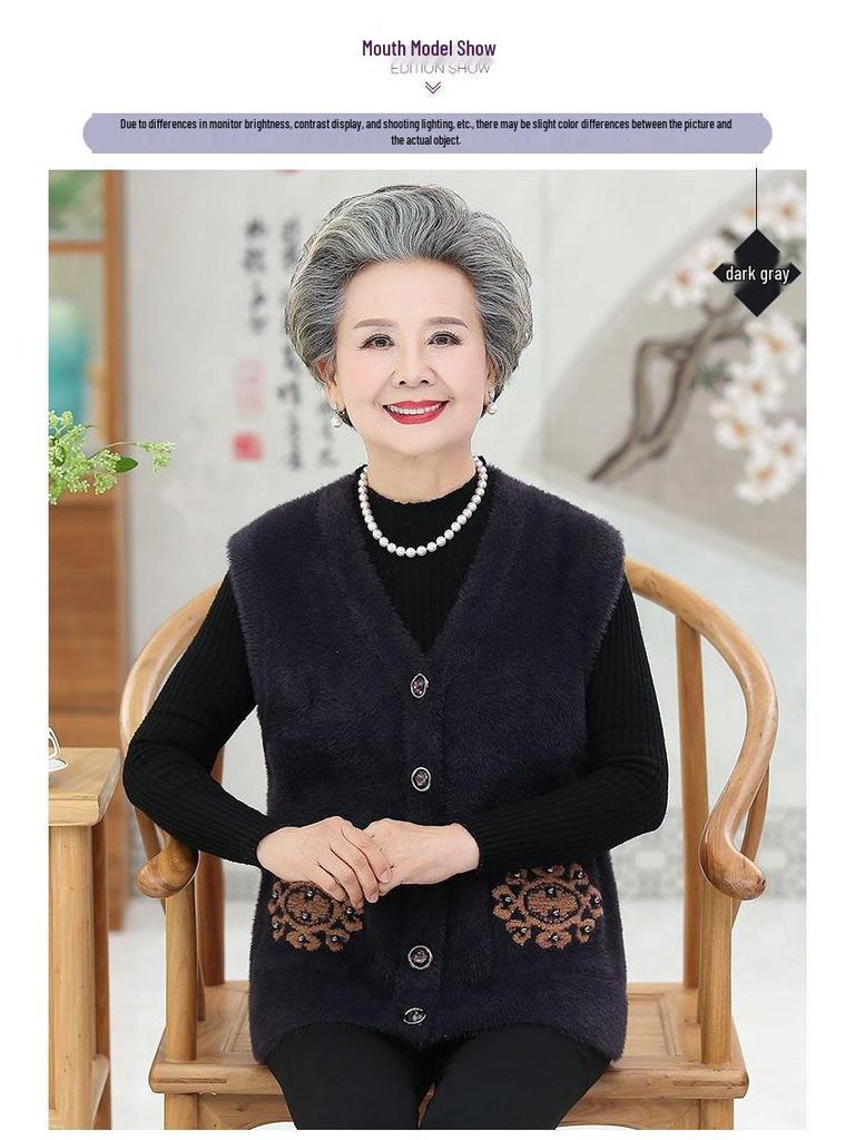 Vestă groasă fără mâneci de toamnă/iarnă pentru femei, pentru vârstnici