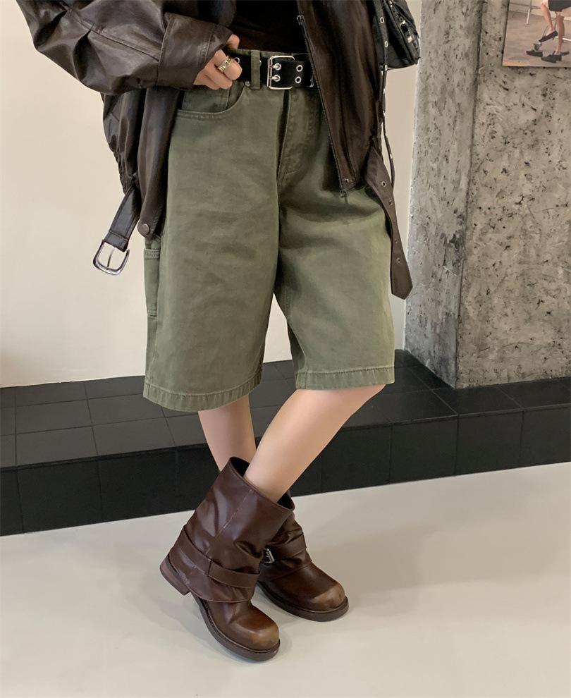 

Fashion Versatile Martin Boots Women s 2025 Autumn and Winter New Belt Buckle Height and Skinny Women s Boots 39 темно-коричневого