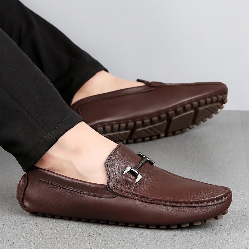 Large size Doudou shoes casual versatile leather shoes genuine leather one-pedal lazy shoes large size British driving men's shoes 47