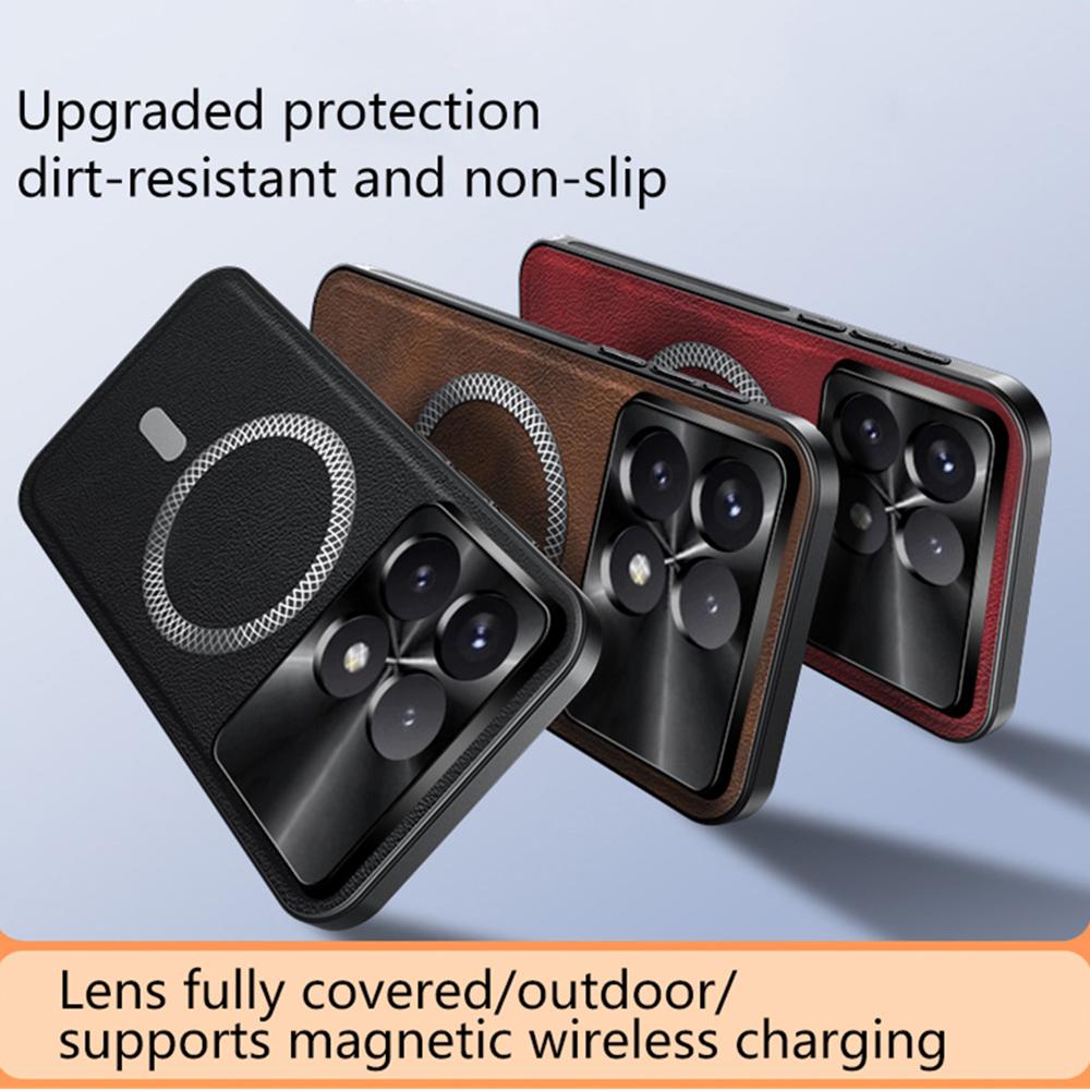 For Xiaomi Redmi K70E 5G/Poco X6 Pro 5G Case Compatible with MagSafe PU TPU PC Phone Back Cover with Metal Lens Frame