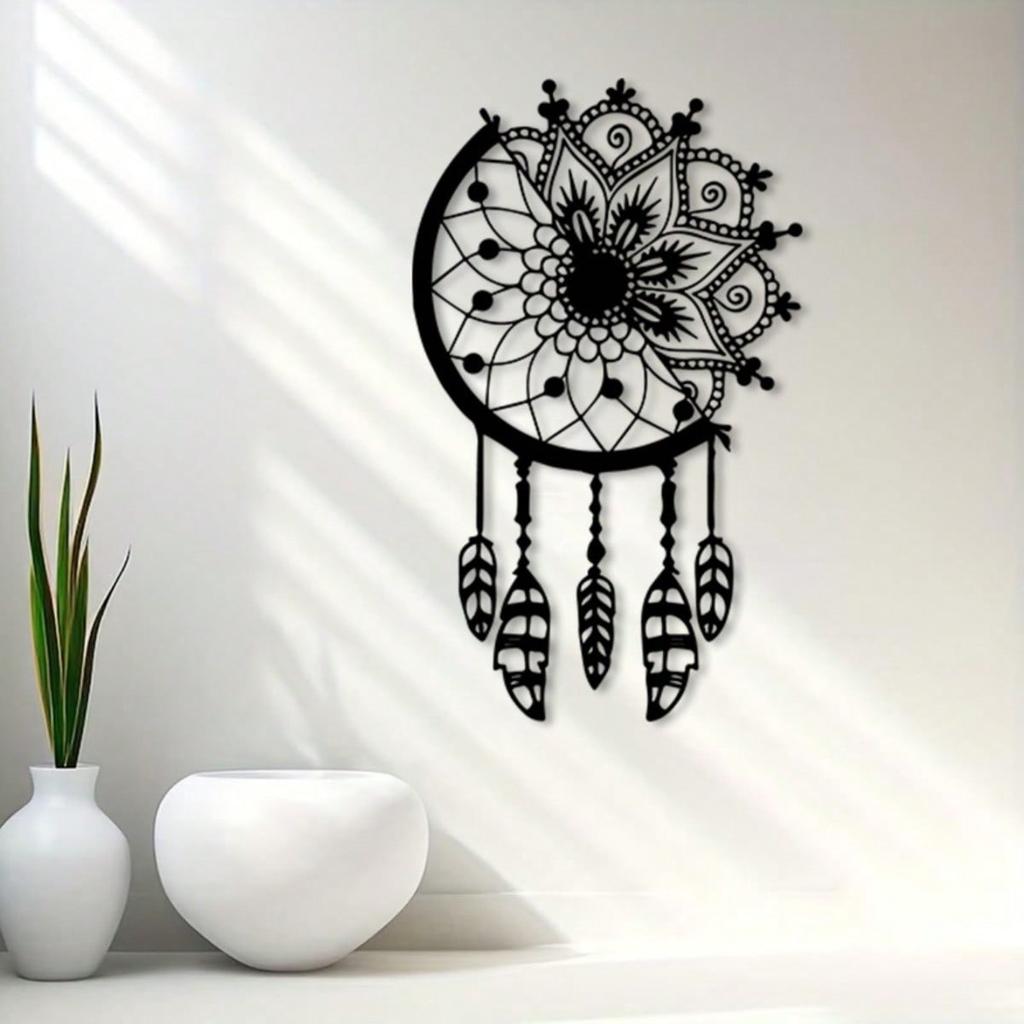 Bohemian Dreamcatcher Wall Hanging with Feathers Flowers for Indoor Outdoor Decor Gift