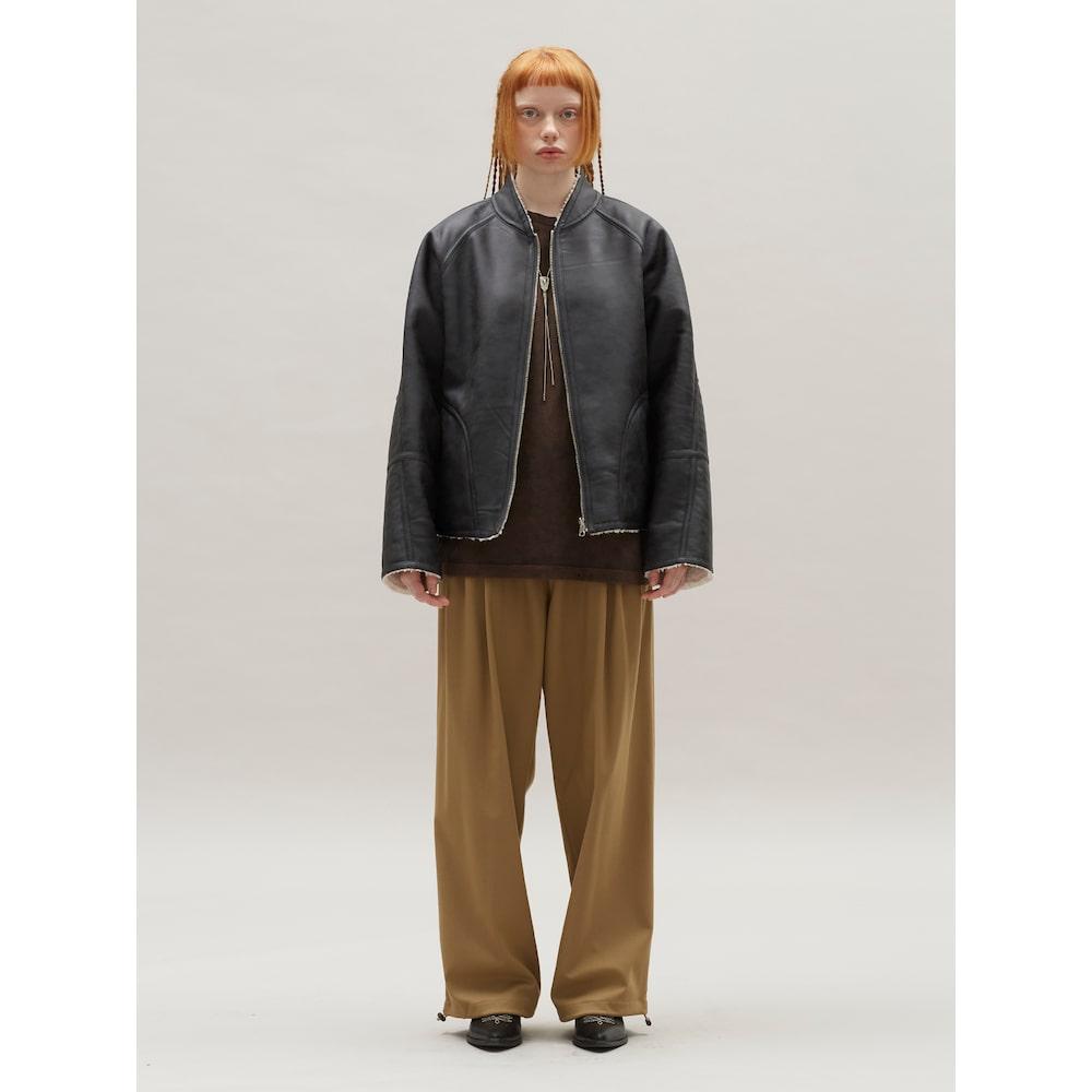 Saendeusaundeu Suiting Fabric Banding Pants Yellowish Brown