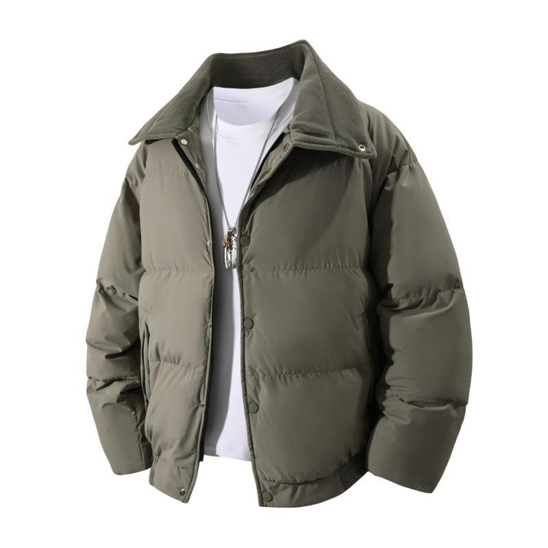 Winter Men's Cotton Jacket Men's Short Hooded Cotton Jacket Solid Color Thick and Warm