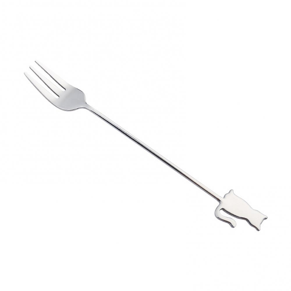 Cat Fish Small Spoon Fork Japanese Dessert Spoon Stainless Steel Long Handle Coffee Stirring Spoon Cake Fork Tableware Supplies