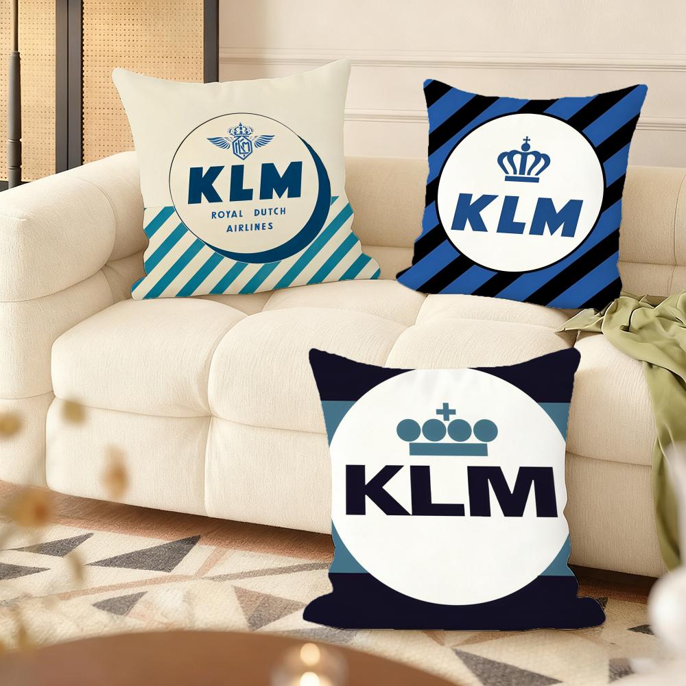 Kim R-Royal Dutch Airlines Cushion Cover Soft Short Plush Pillow Cover Smooth Cozy Texture Aesthetic Cushion Case Home Decor