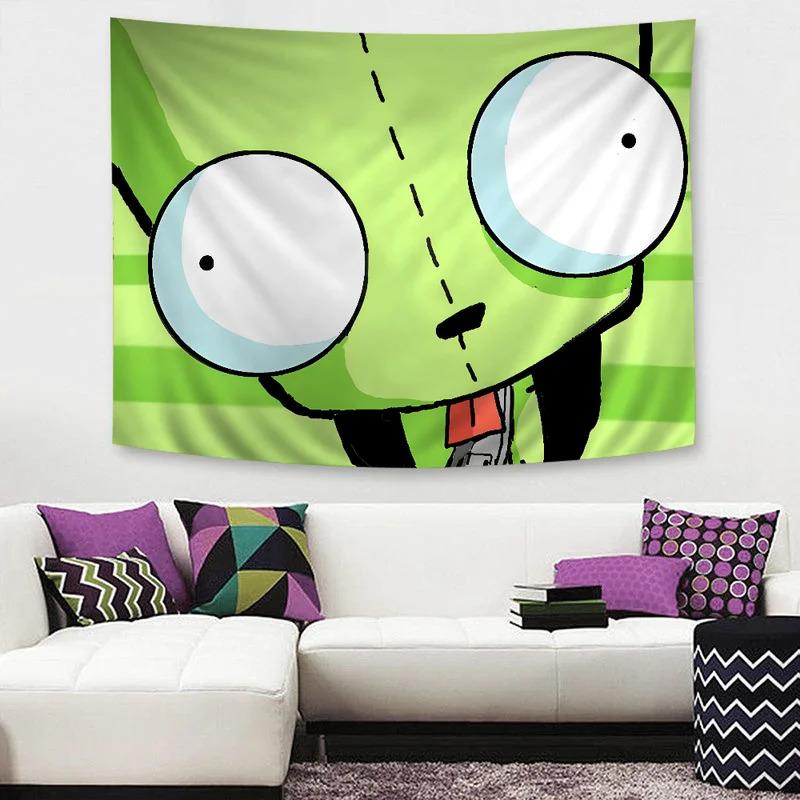 VIKAMA Alien Invaders Tapestry Jill and Alien Tarot Wall Art Cult Cartoon Hippie Decor Perfect for Game Rooms and Dorms
