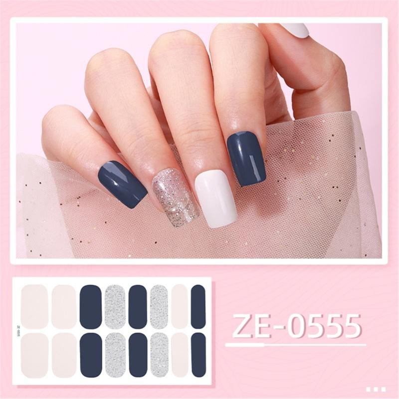 Nails Art Sticker with Nail File Waterproof Gels Nail Strips Nail Polish Sticker Nail Wraps Nails Art Decoration for Girl