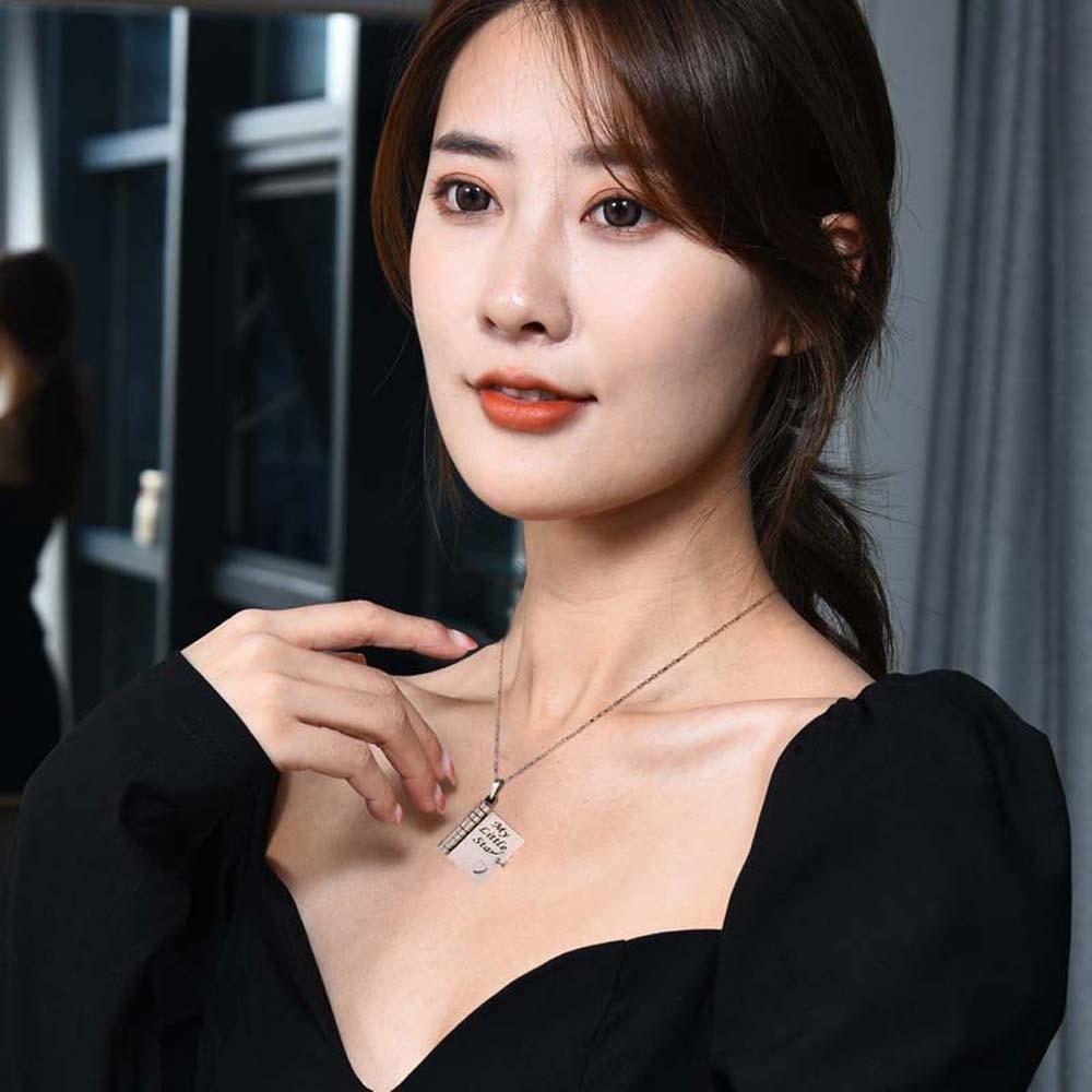 Stainless Steel Opening Book Pendant Titanium Steel Girls Text Locket  Neck Ornaments