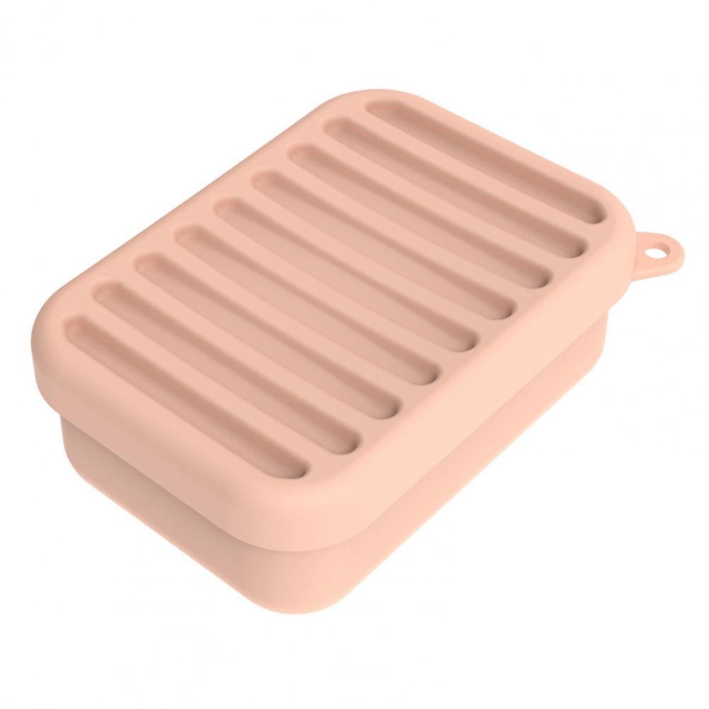 

Silicone Soap Box Travel Soap Box Portable Leak-proof Silicone Soap Case with Drainage Lid for Travel Compact Bar Container рожевий
