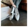 Cowhide Version~ Leather Pleated Flat-soled Retro Grandma Shoes Soft-soled Silver Mary Jane Shoes Women's Single Shoes Ballet Shoes