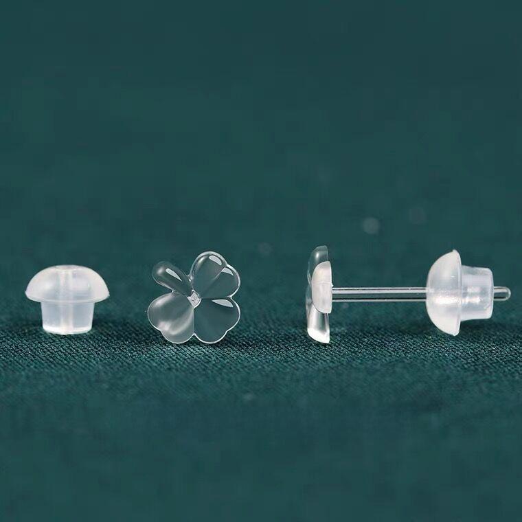 Clear Resin Earrings with Soft Glue & Invisible Ear Care for Students