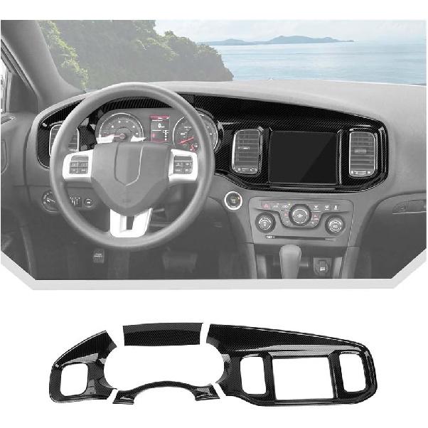 JeCar for Charger Carbon Fiber Dash Trim for Dodge Charger 2011 2012 2013 2014 Interior Accessories (4pcs)