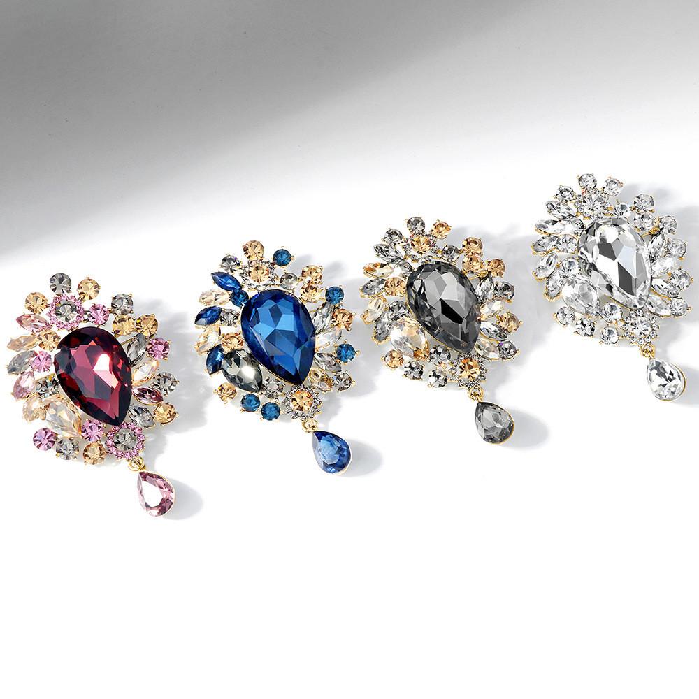 Classic Alloy Crystal Brooch Pin With Multifunctional Safety For Winter Fashion Gift