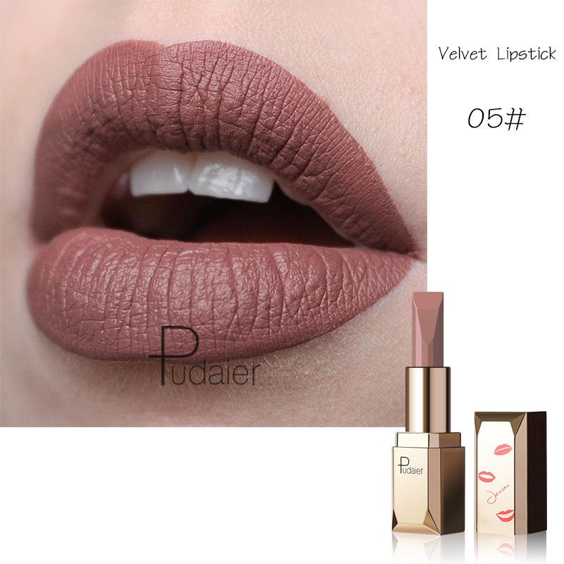 

Pudaier Small Gold Bar Matte Velvet Long Lasting Lipstick Non-stick Cup Easy Color Lip Gloss 17 Colours Lipstick 05