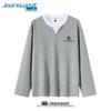Jeanswest Men's Retro Waffle Knit Fake Two-Piece Long-Sleeve T-Shirt