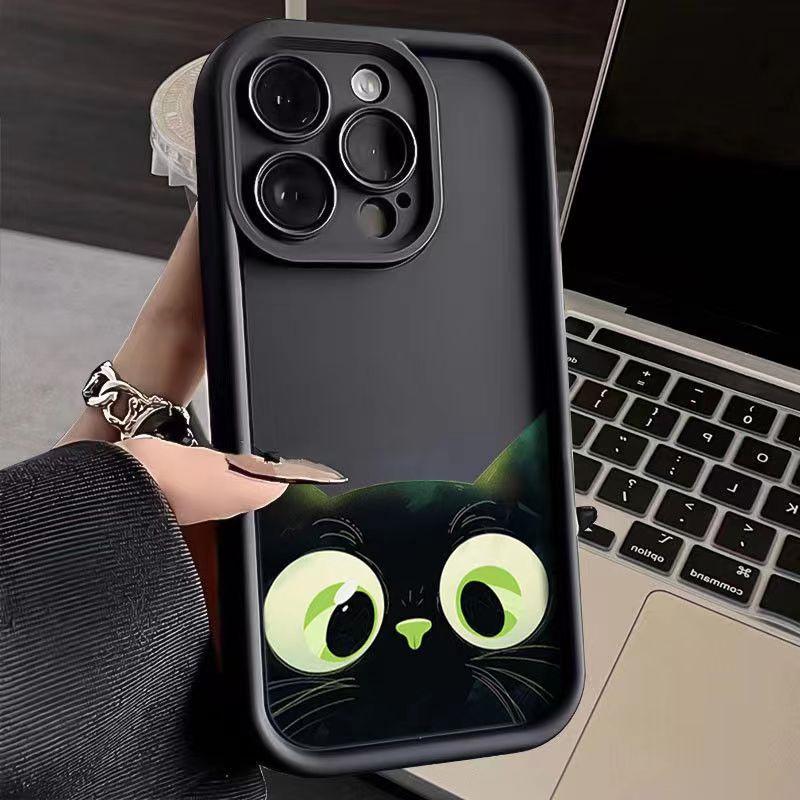 Cute Cat Personalized phone case iphone16pro For iPhone 16 15 Pro Max 16pro 14 13 12 11 16Plus Thickened Silicone Soft Shell