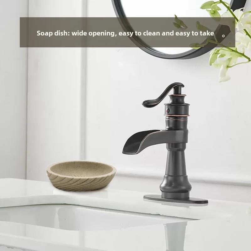 3pcs Natural Stone Bathroom Wash Storage Set Resin Lotion Bottles Toothbrush Cups Soap Dishes Light Luxury Retro Bathroom Set