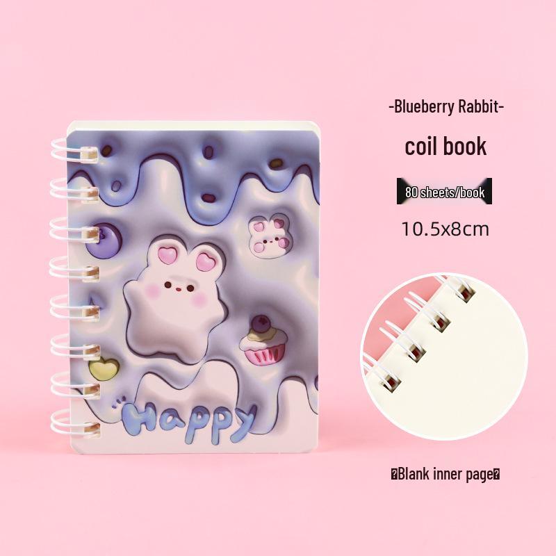 Creative 3D Cute Rabbit Spiral Pocket Notebook - Ideal for Elementary Students