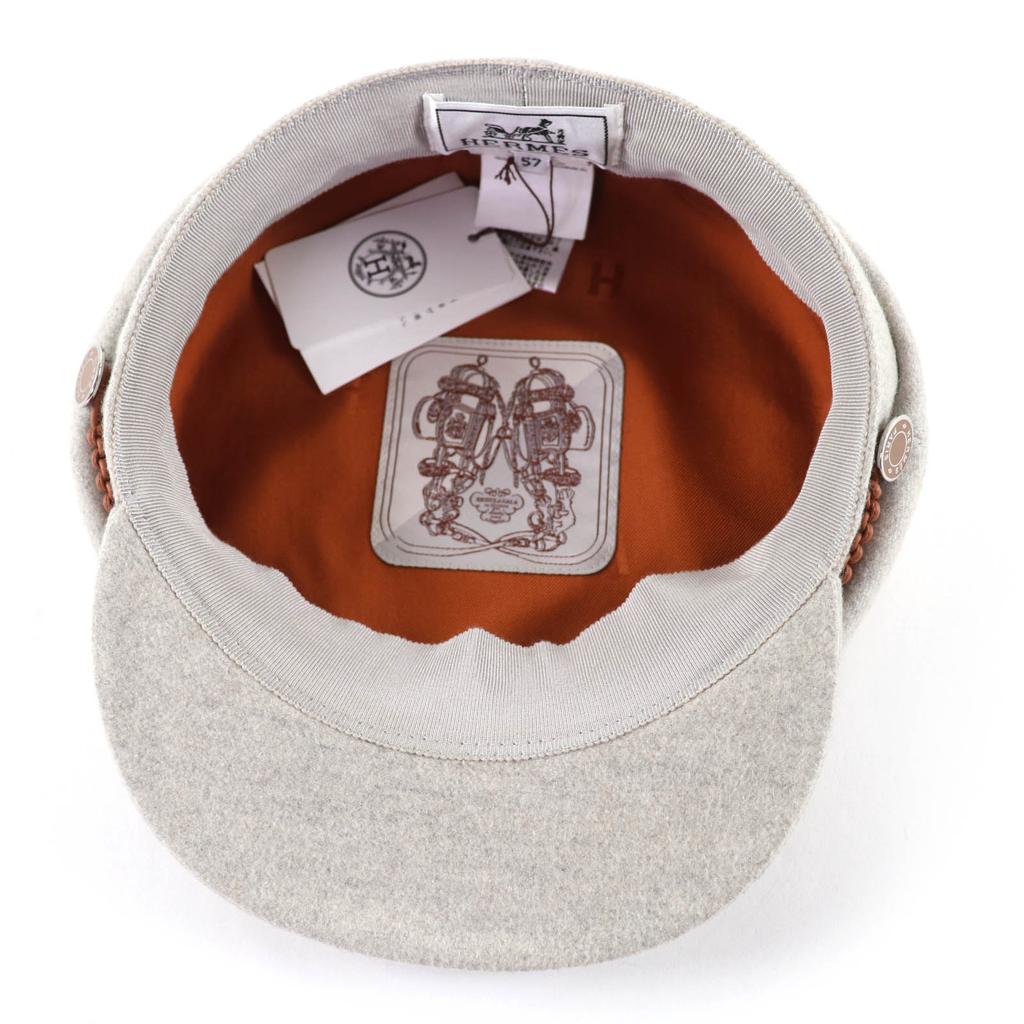 Excellent HERMES Casquette Deauville Serie Metal gray cashmere 57 H212009N Used
