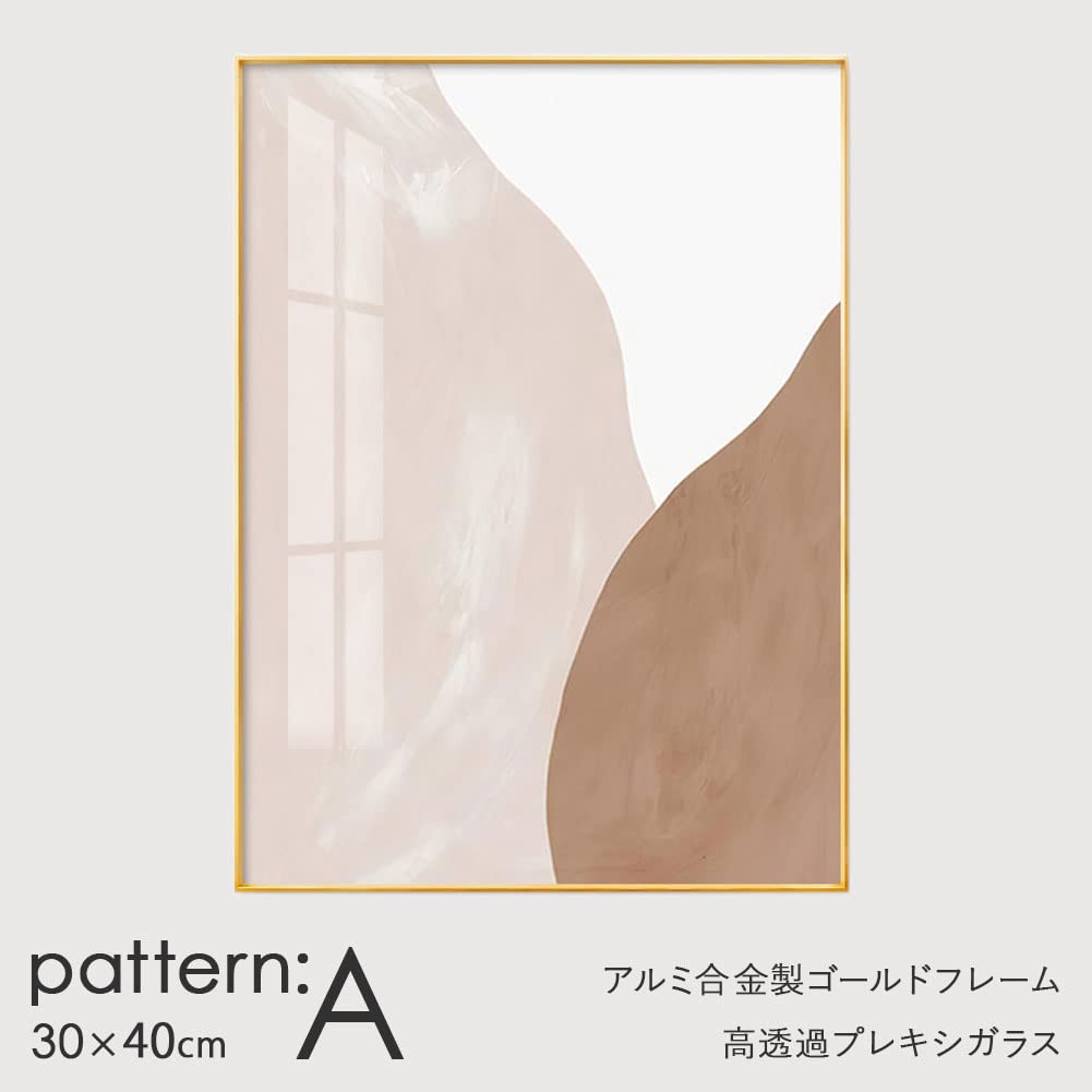 Abstract Art Poster with Gold Aluminum Alloy Korean and Stylish Canvas Morandi Nude Nordic Wall Art Interior Framed Frame, Style, Cute, Panel, Color,