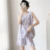 Women's Summer Ultra-Thin Cotton Satin Pajamas Set With Shorts And Sleeveless Vest, Cool Comfort Home Wear For Hot Weather