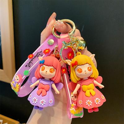 Cute Cartoon Flower Elf Girl Keychain Creative Car Key Chain Female Delicate Couple Bag Pendant Gift