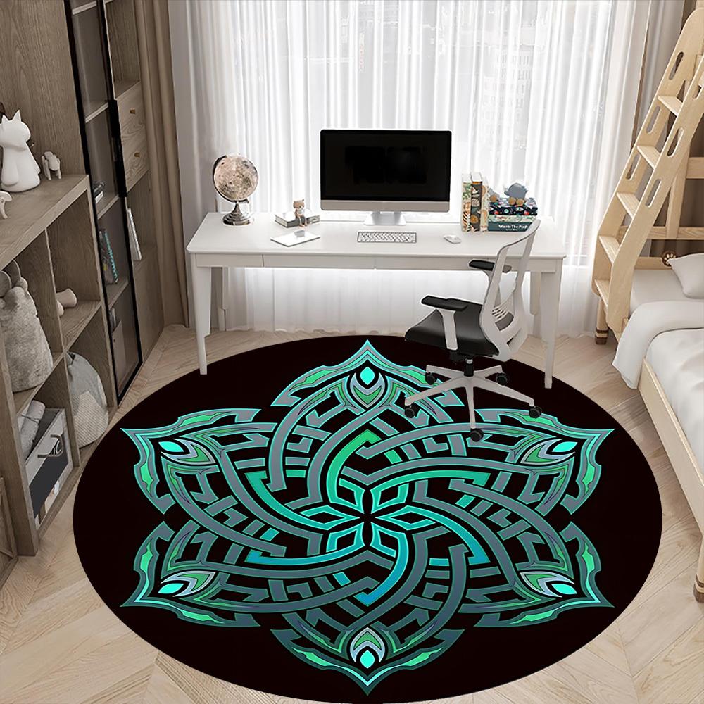 1 Stück Mandala-Muster Runder Teppich für Büro, unter Bürostühlen, Schlafzimmer, Wohnzimmer, Heimdekoration, Raumdeko, In verschiedenen Größen erhältlich