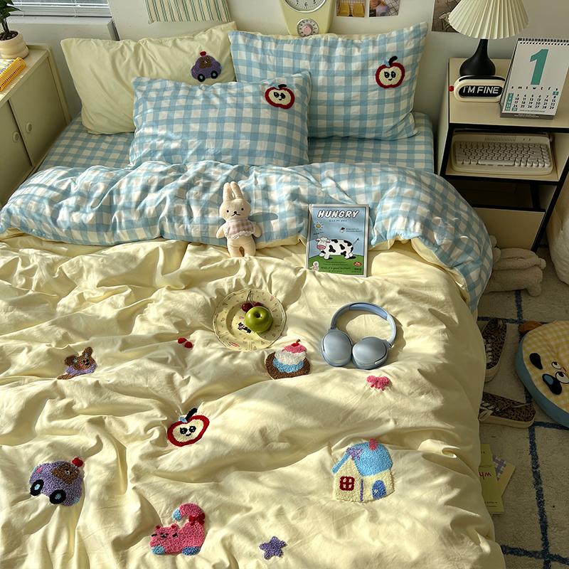 

ins Pure cotton bedding Four-piece Set, Class a, Mother and Baby grade 1.5 bed 4PCS